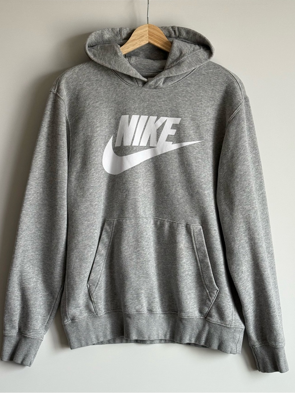 Nike Gray Pullover Hoodie with White Swoosh Logo